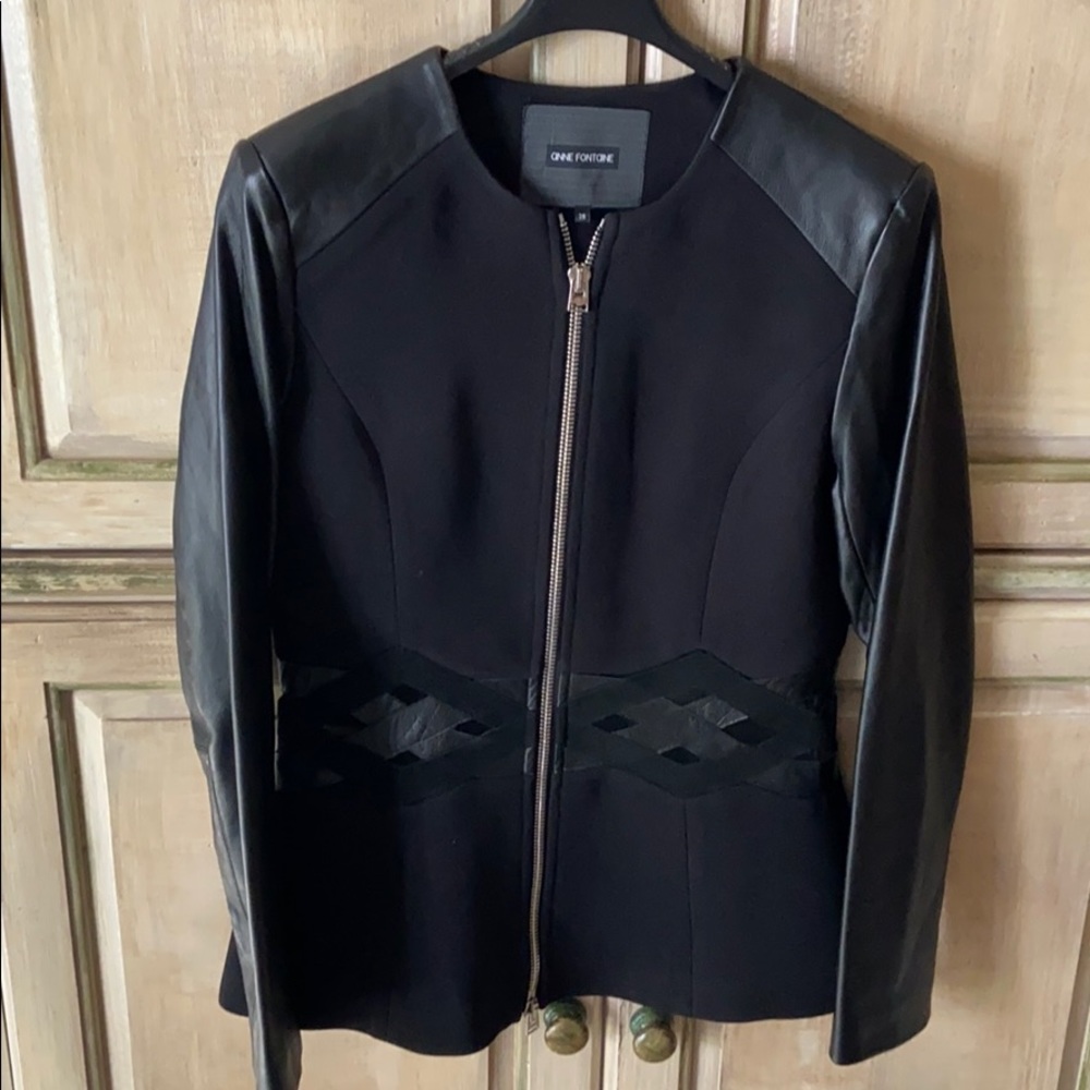 Anne Fontaine Leather Mix jacket— size 38 (4/6 US)